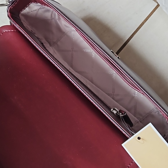 NWT $498 Michael Kors Parker Convertible Pochette Merlot Leather  Silver Logo - Picture 9 of 11